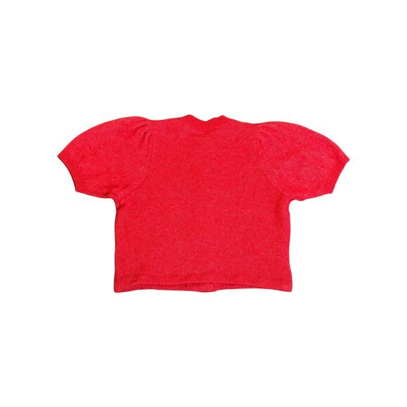 DÔEN Red Puff Sleeve Anisa Alpaca Wool Cardigan Size XS - Picture 3 of 9